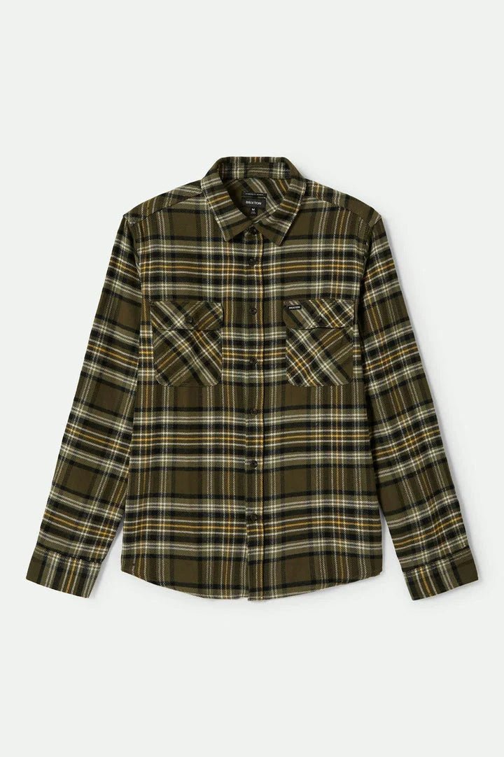 BOWERY L/S FLANNEL - Brixton1213 - BLACK/CHARCOAL - L