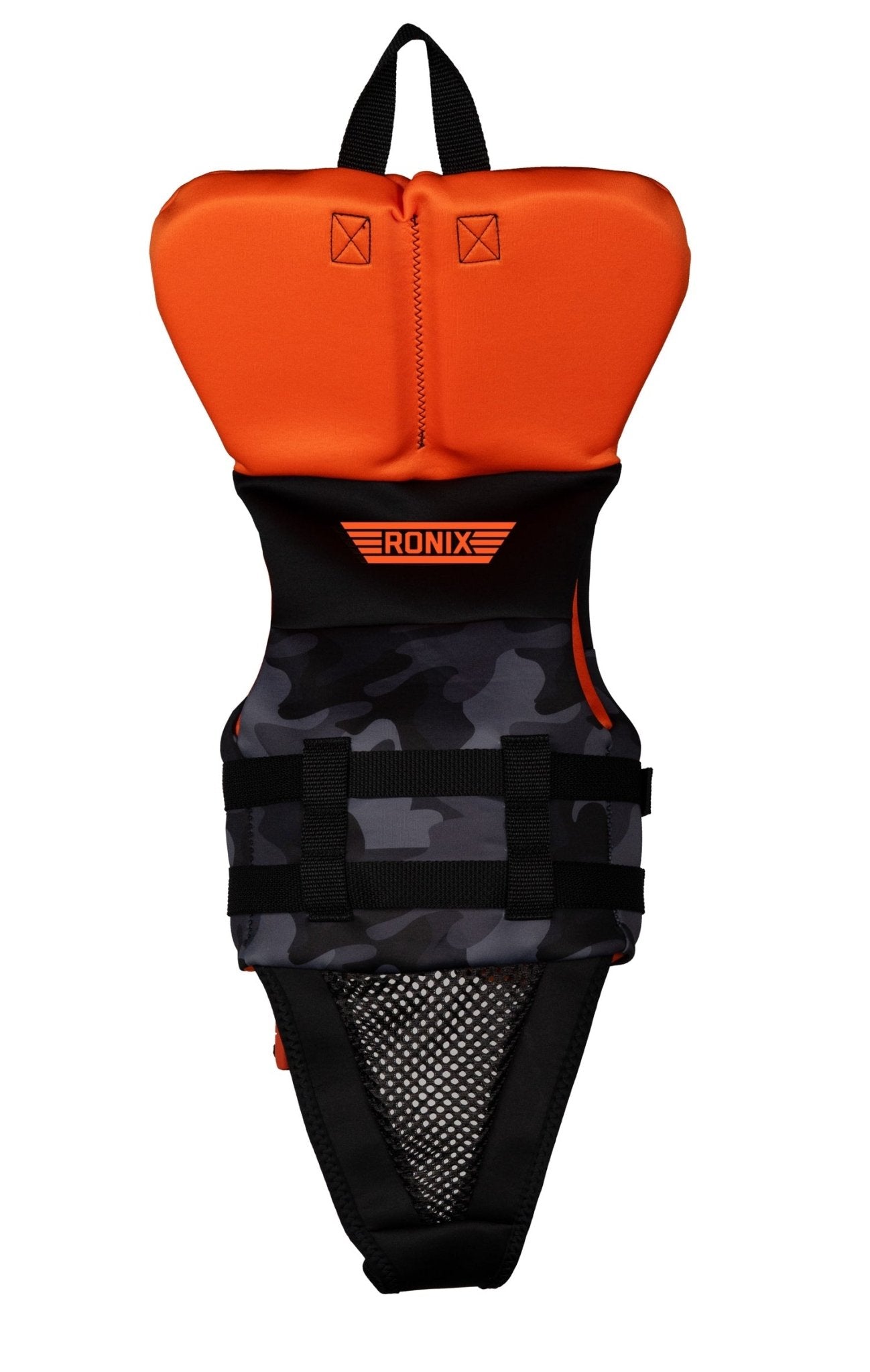 2024 Ronix Neptune Boys L50S Vest W/ Collar -Ronix244021-Black Camo / Neon Orange-0to2