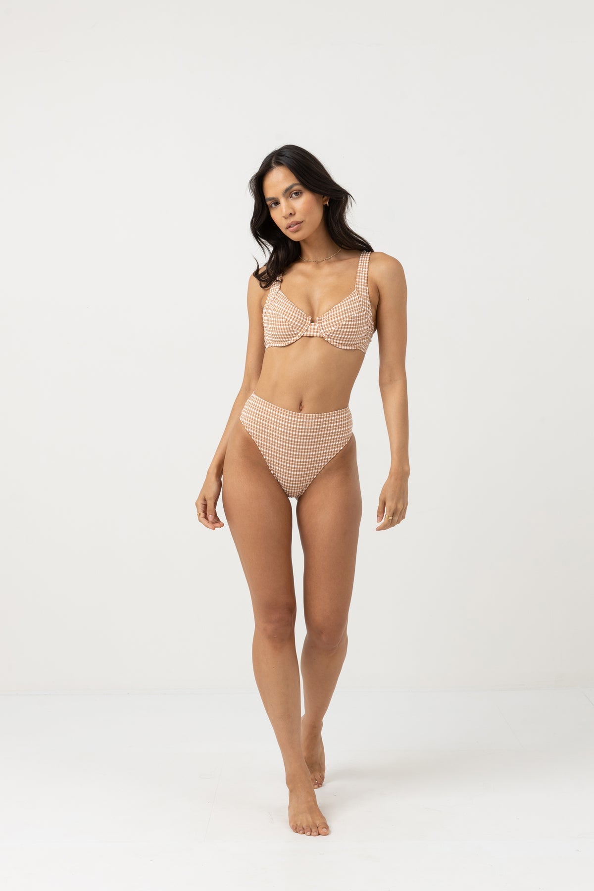 LOLA CHECK HI WAIST PANT -Rhythm0723SW-BB31-CLAY-6
