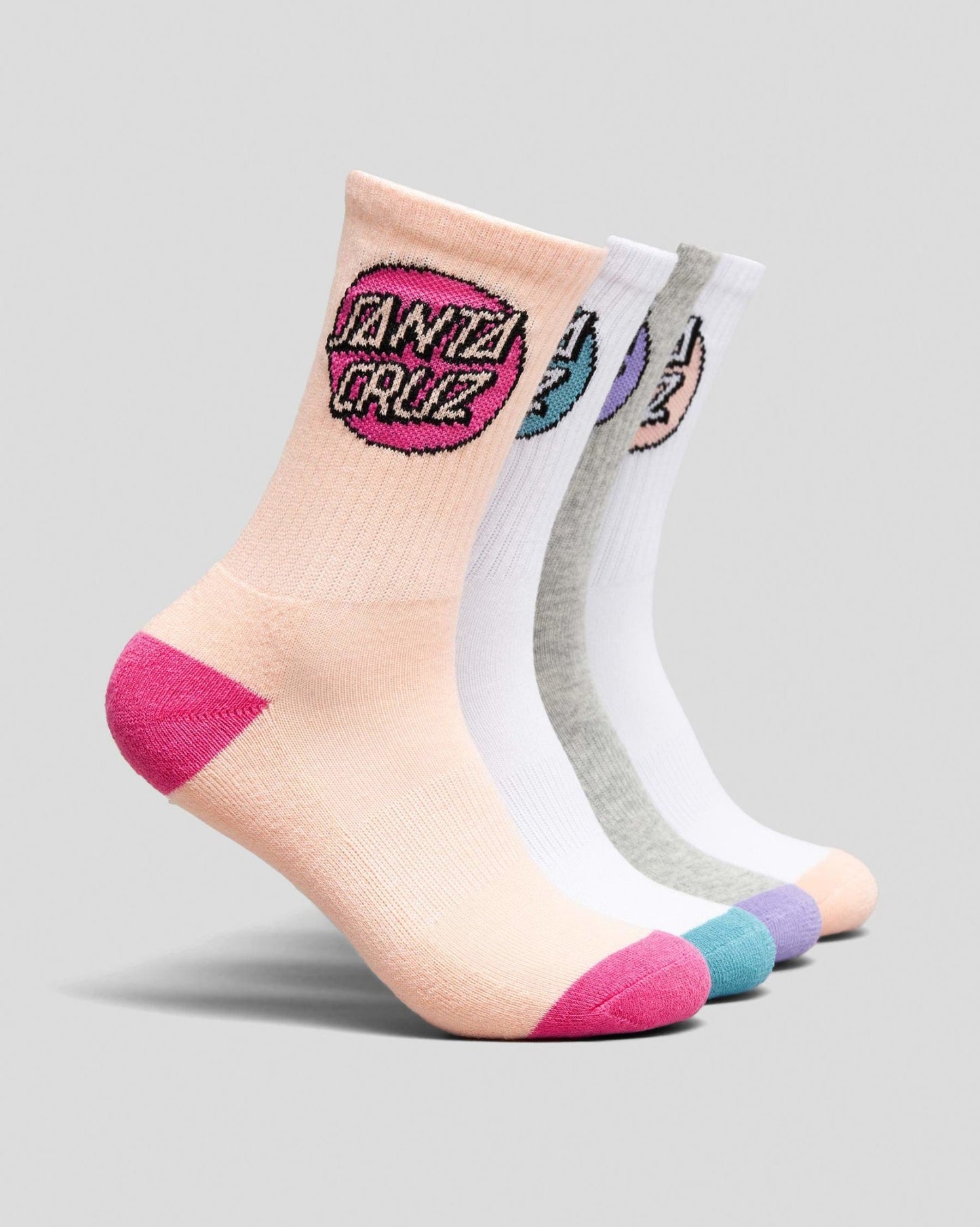 OTHER DOT SOCKS -Santa CruzSG123-SO01-WHITE-GMARLE-PINK-2-8 YOUTH