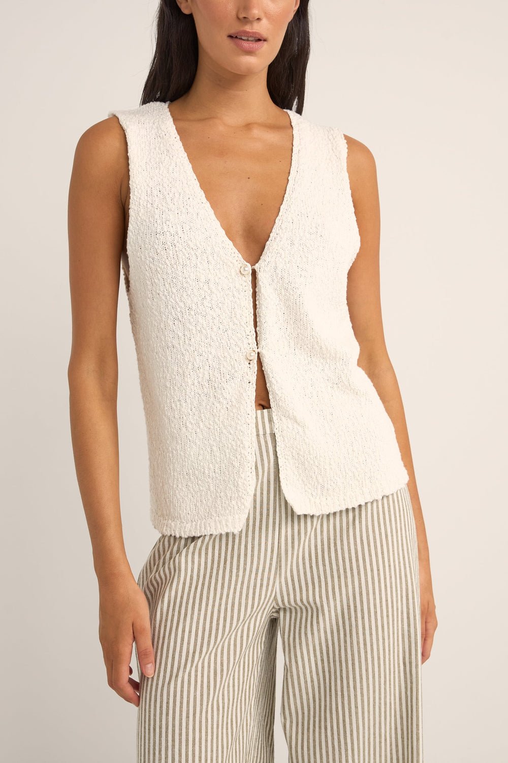 ADELE LONGLINE KNIT VEST - Rhythm0125W - FT05 - WHITE - 6