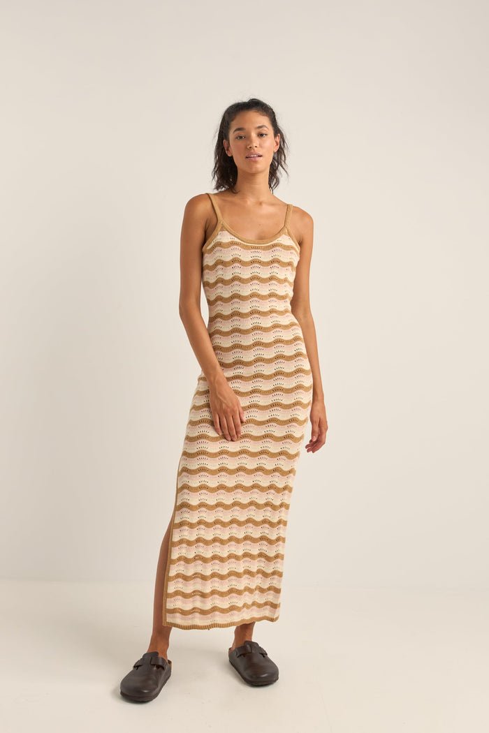 ARIES STRIPE KNIT MIDI DRESS - Rhythm1024W - OS06 - NATURAL - 12