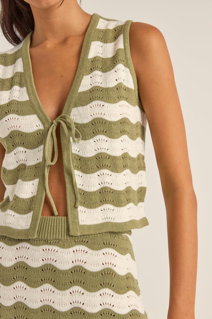 CARMEN STRIPE KNIT VEST - Rhythm1024W - FT02 - SAGE - 6