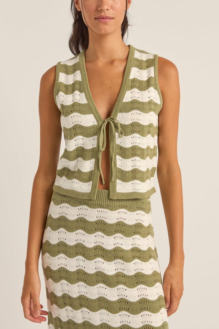 CARMEN STRIPE KNIT VEST - Rhythm1024W - FT02 - SAGE - 6