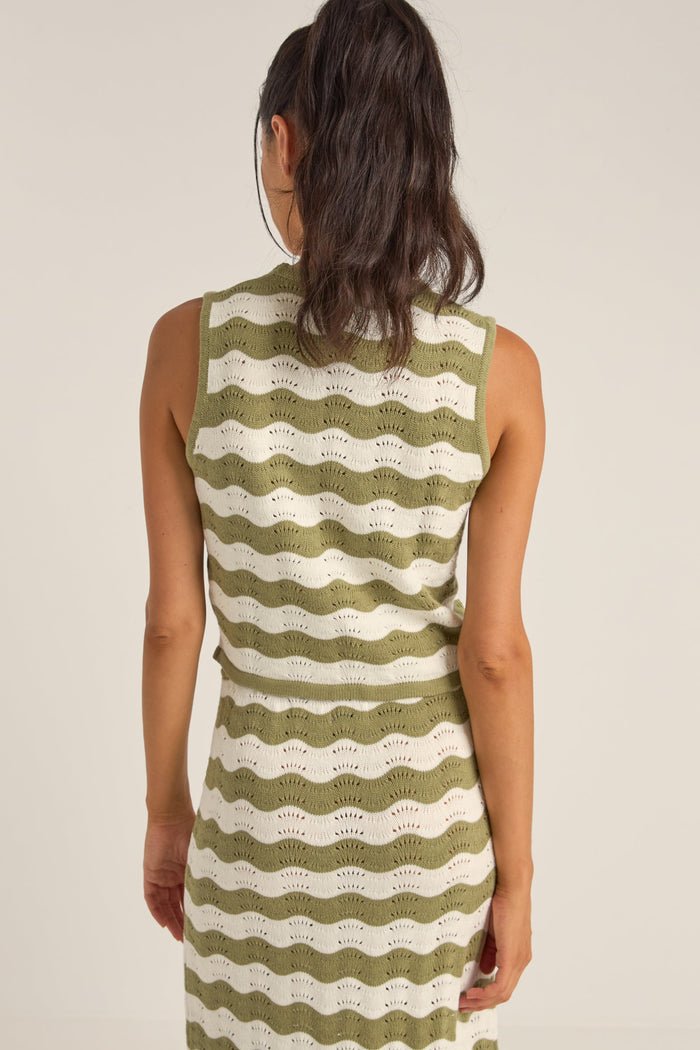 CARMEN STRIPE KNIT VEST - Rhythm1024W - FT02 - SAGE - 6