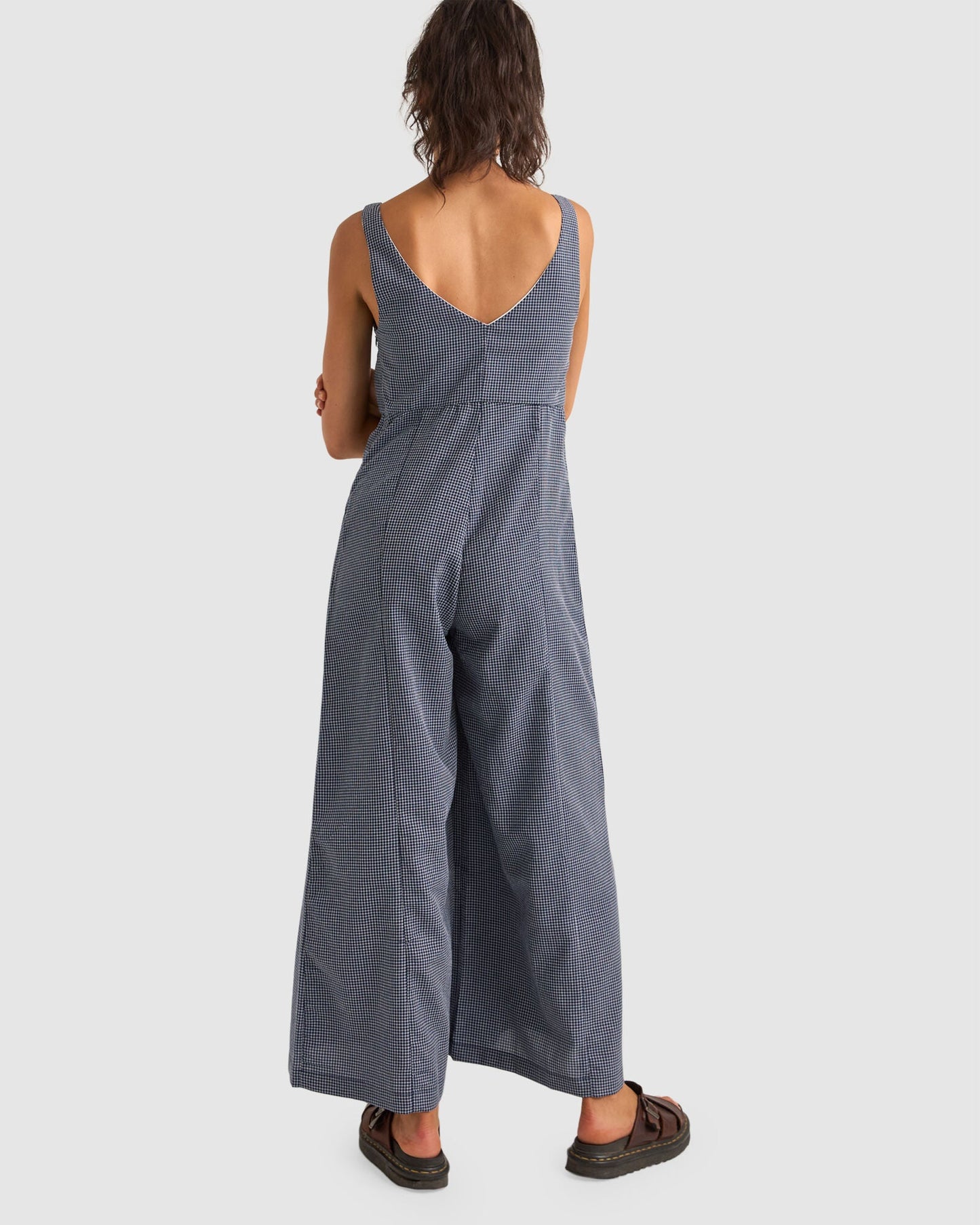 CHECK WIDE LEG JUMPSUIT - Rhythm1024W - JS04 - NAVY - 8