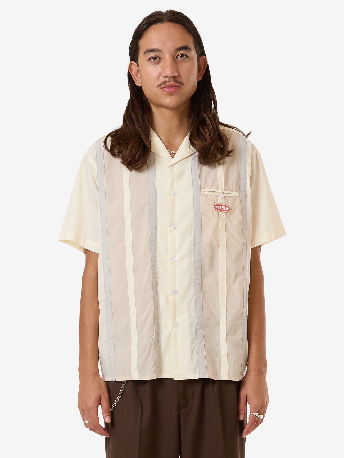 Cherio Panel Bowling Shirt - WorshipPS24 - 204A - Bone - M