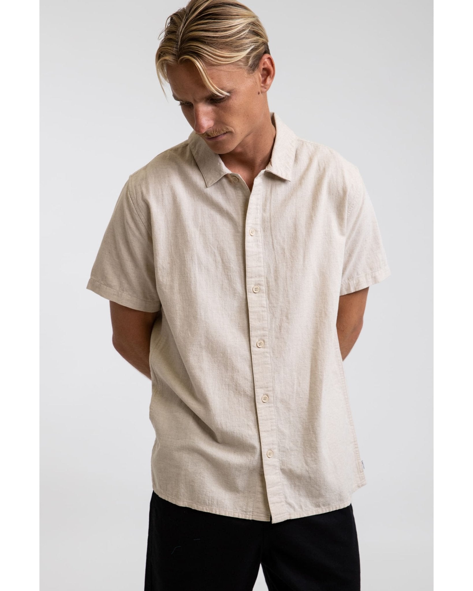 CLASSIC LINEN SS SHIRT - RhythmCL21M - WT05 - VINTAGE WHITE - XL