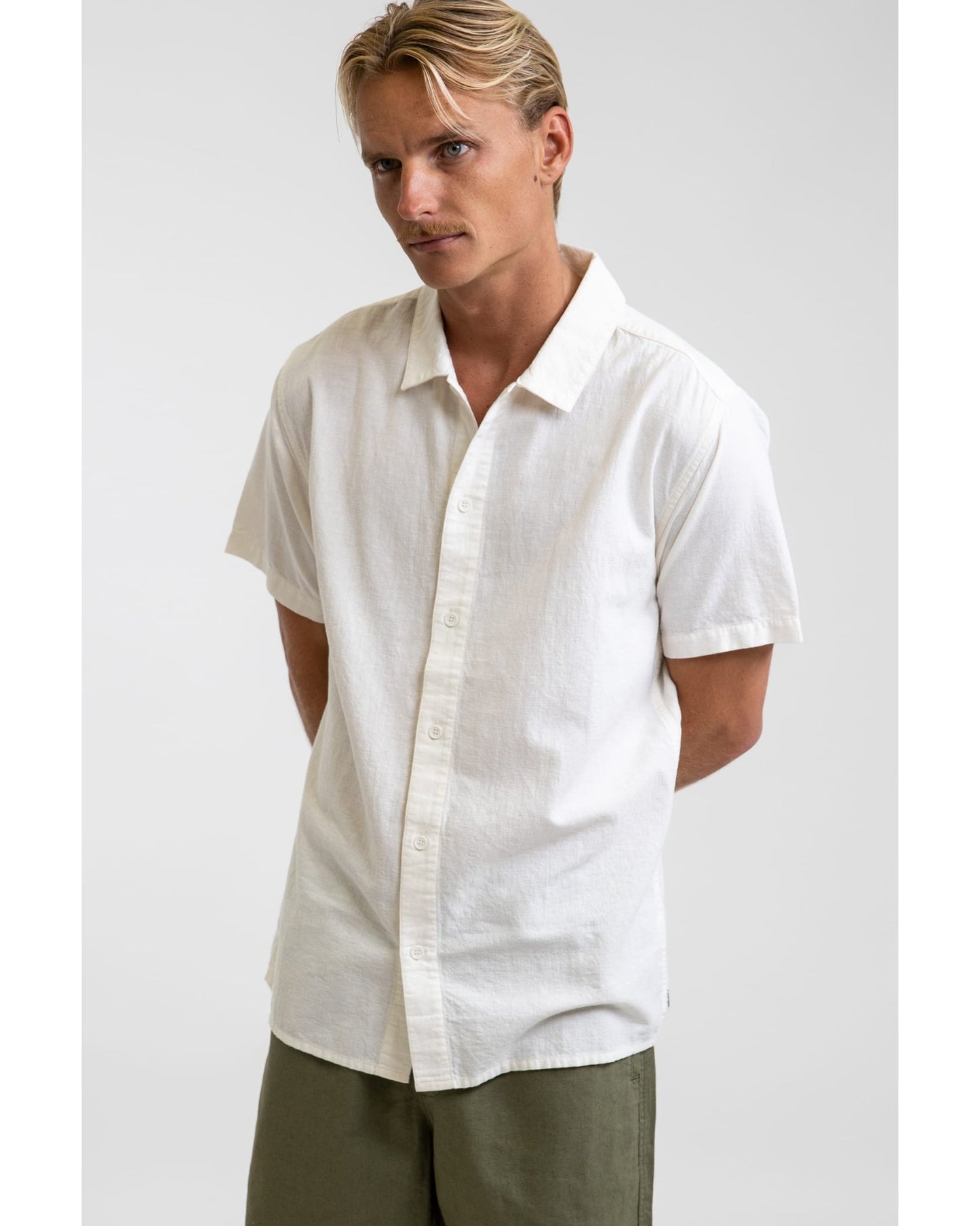 CLASSIC LINEN SS SHIRT - RhythmCL21M - WT05 - VINTAGE WHITE - XL