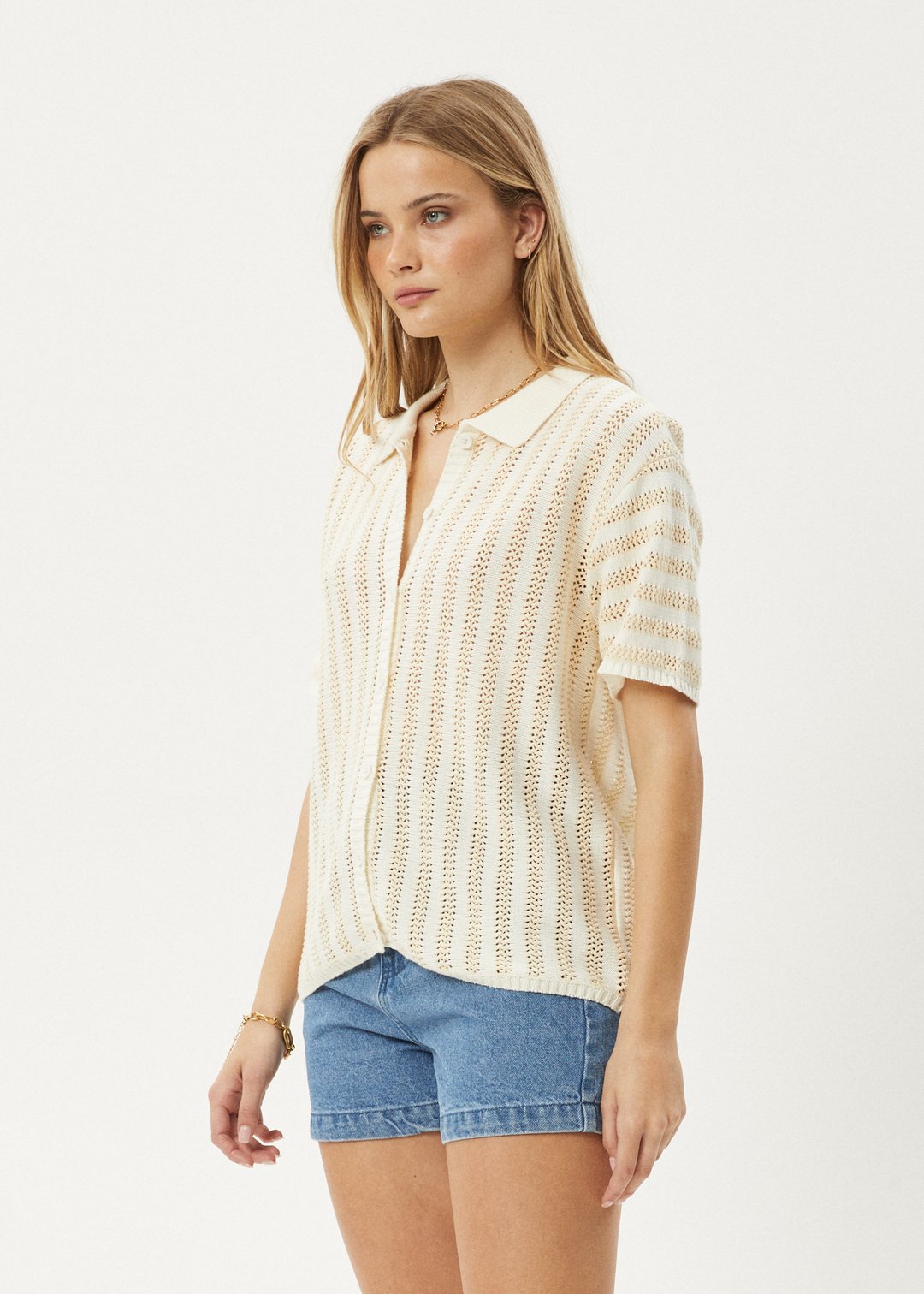 Claudia - Knit Shirt - AfendsW244107 - White / Sand - XS