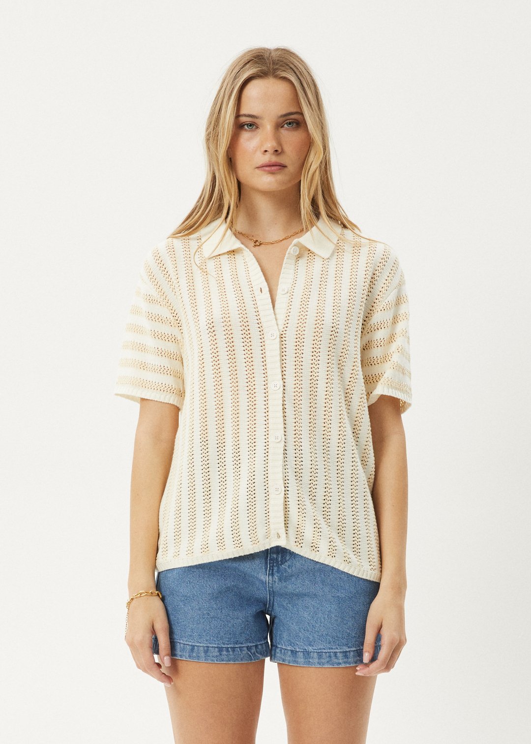 Claudia - Knit Shirt - AfendsW244107 - White / Sand - XS