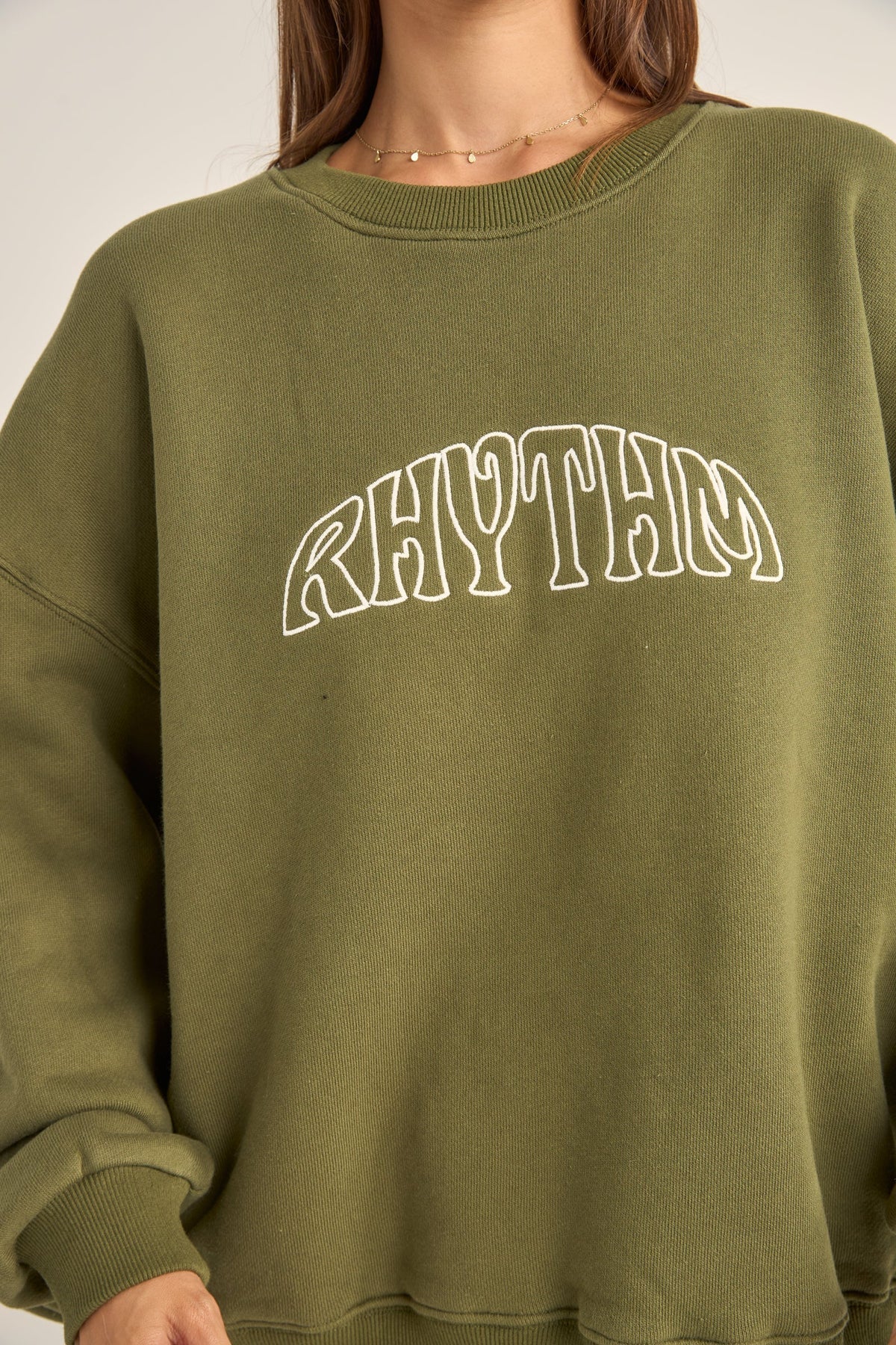 COLLEGE CREW NECK FLEECE - Rhythm0125W - FL01 - OLIVE - 8