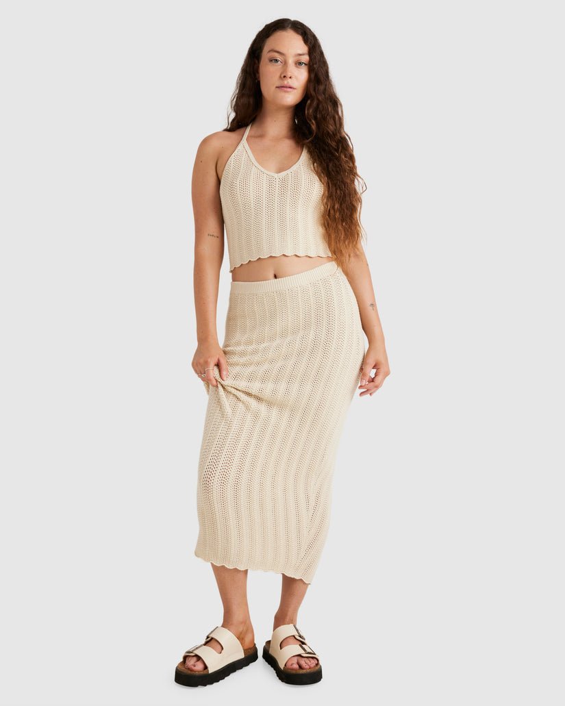 CROCHET MIDI SKIRT - RVCAUVJWK00146 - Natural - XS/6