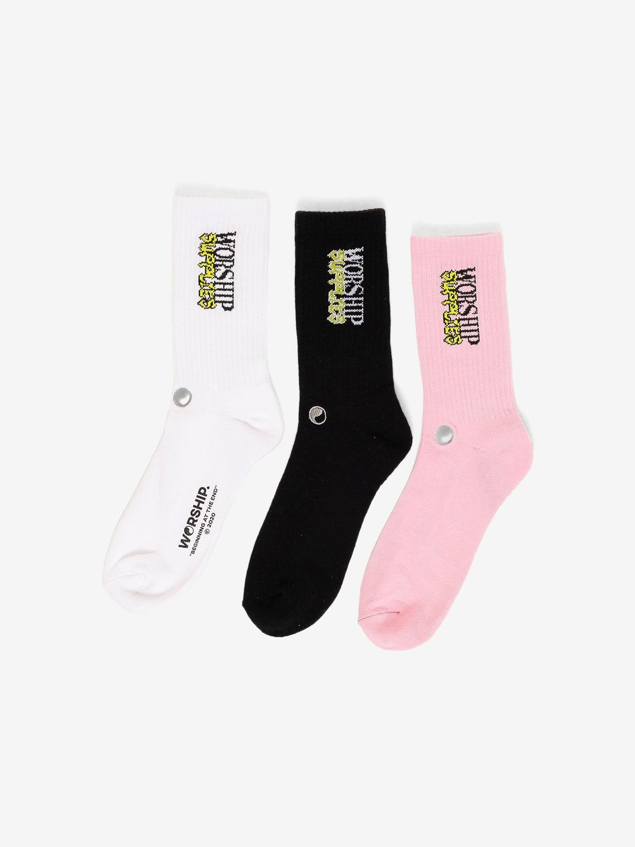 Domination Socks 3 Pack - WorshipPS24 - 1003AIB - White - Lilac - Black - One Size