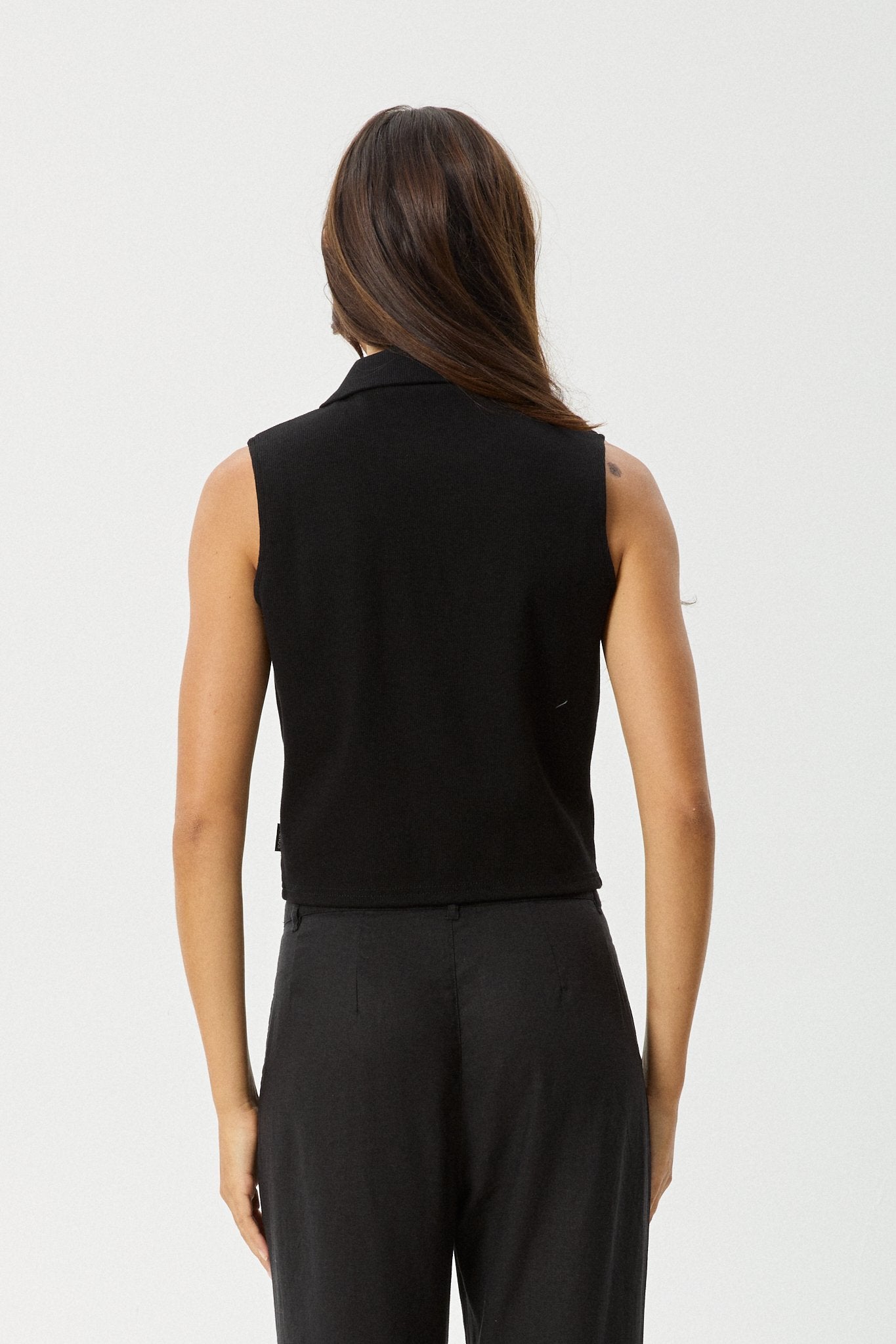 Eliza - Organic Rib Sleeveless Shirt - AfendsW230089 - Black - XS