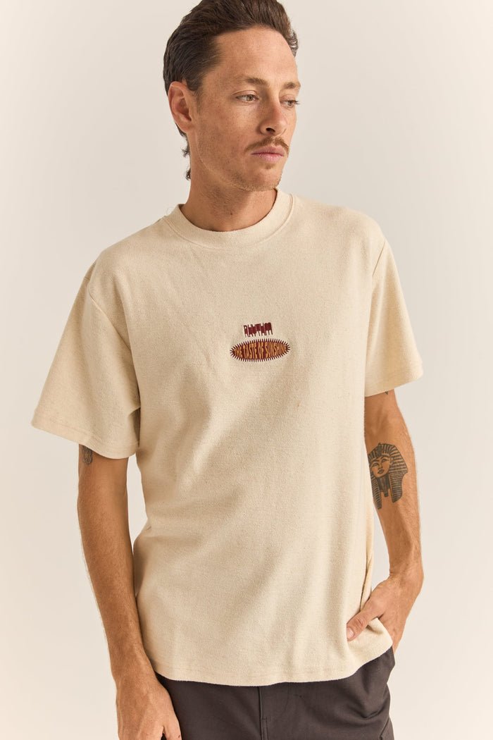 EMBROIDERED VINTAGE TERRY SS T - SHIRT - Rhythm1024M - CT05 - NATURAL - XL