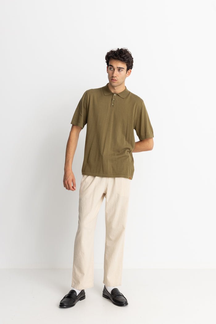 ESSENTIAL KNIT SS POLO - Rhythm0724M - CT04 - OLIVE - M