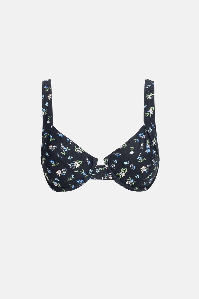 FLEUR FLORAL PANELLED SUPPORT UNDERWIRE TOP - Rhythm0724SW - BT40 - BLACK - 8