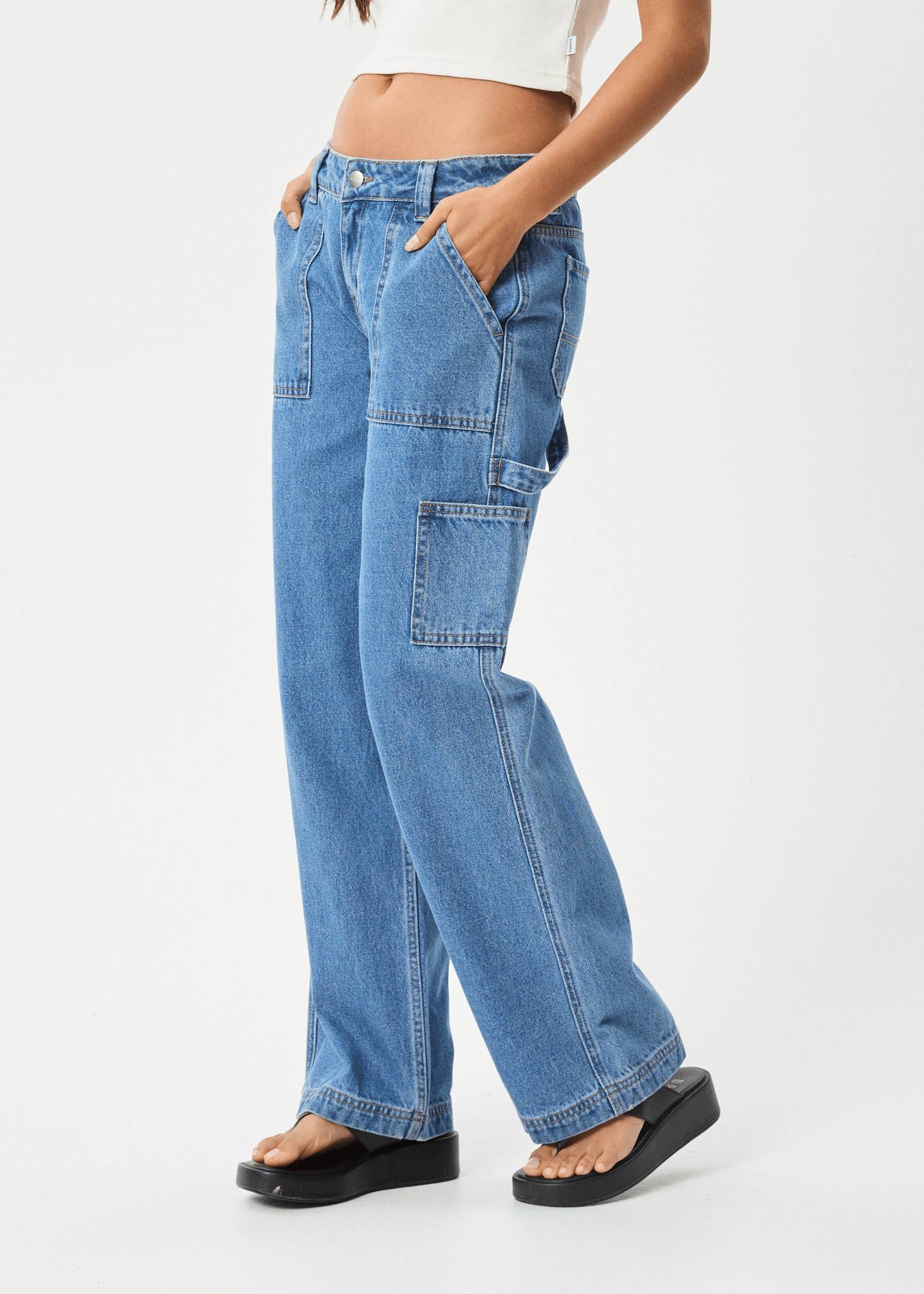 Lexi - Hemp Low Rise Carpenter Jean - Worn Blue - AfendsW243450 - Worn Blue - 28