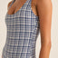 LONDON CHECK SCOOP NECK ONE PIECE - Rhythm1024SW - OP01 - NAVY - 6