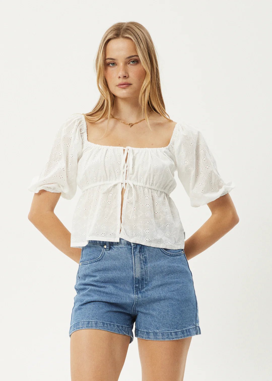 Marlow - Tie Front Top - AfendsW244106 - White - XS