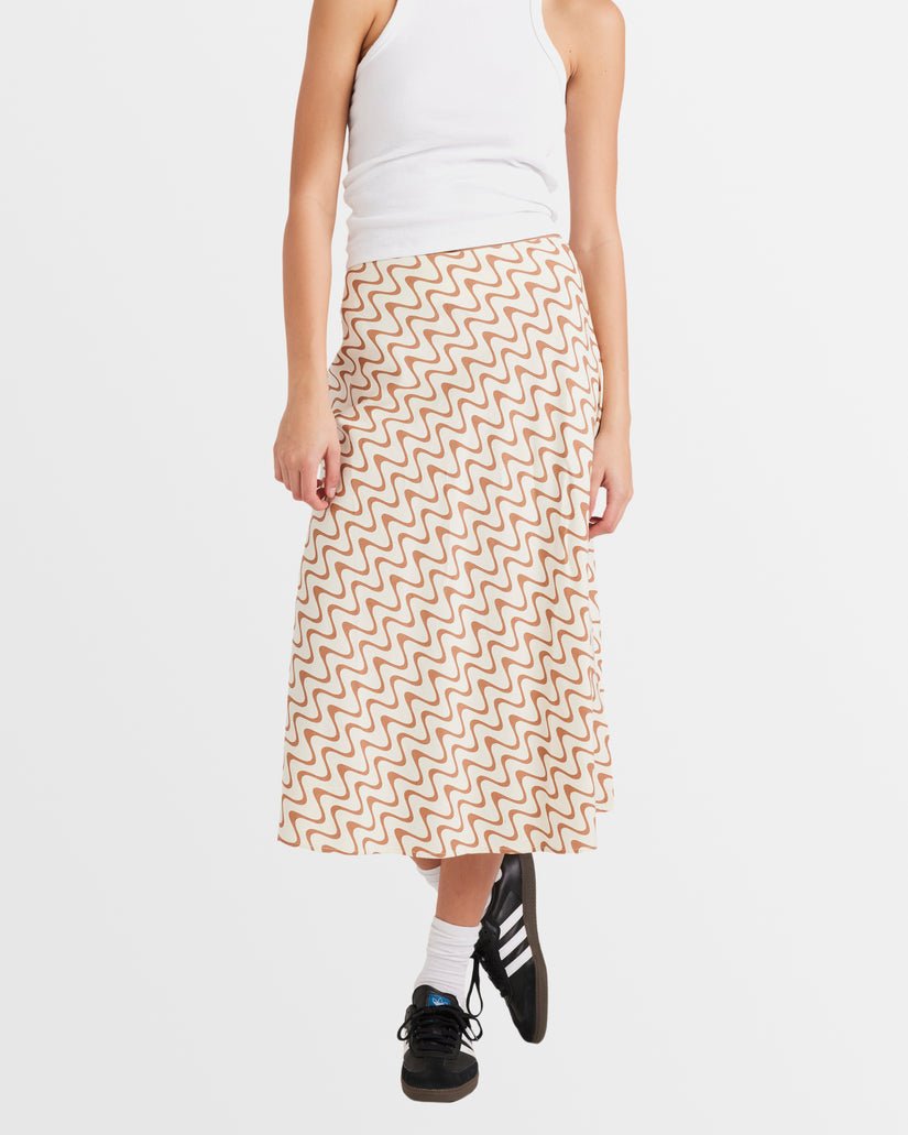 MOD WAVES ANNIKA MIDI SKIRT - RVCAUVJWK00148 - Latte - S/8