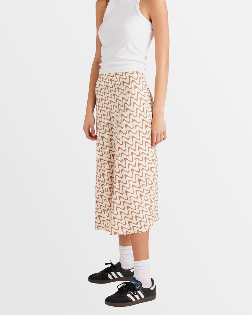 MOD WAVES ANNIKA MIDI SKIRT - RVCAUVJWK00148 - Latte - S/8