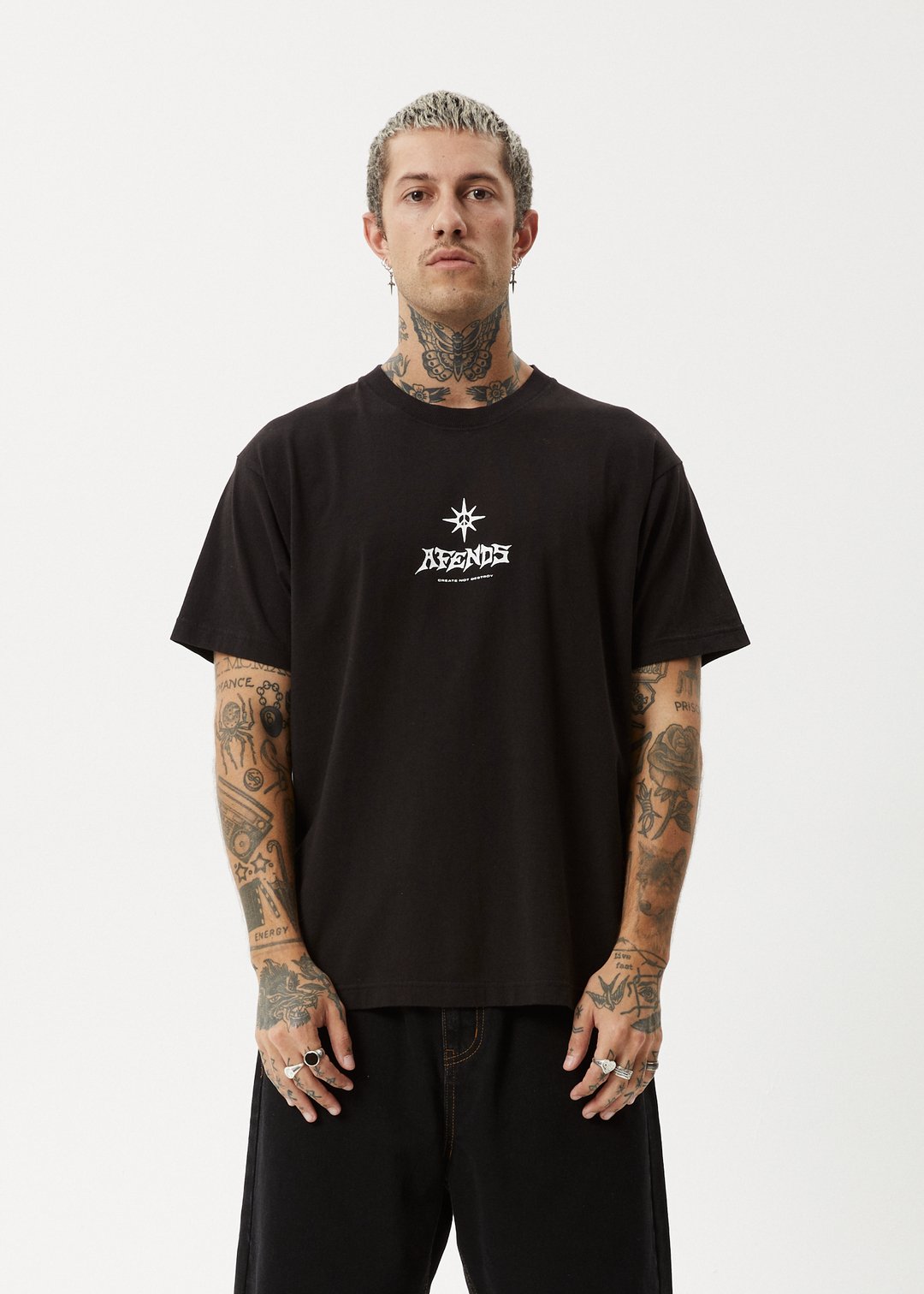 Peace Out - Boxy Fit Tee - AfendsM244002 - Black - S