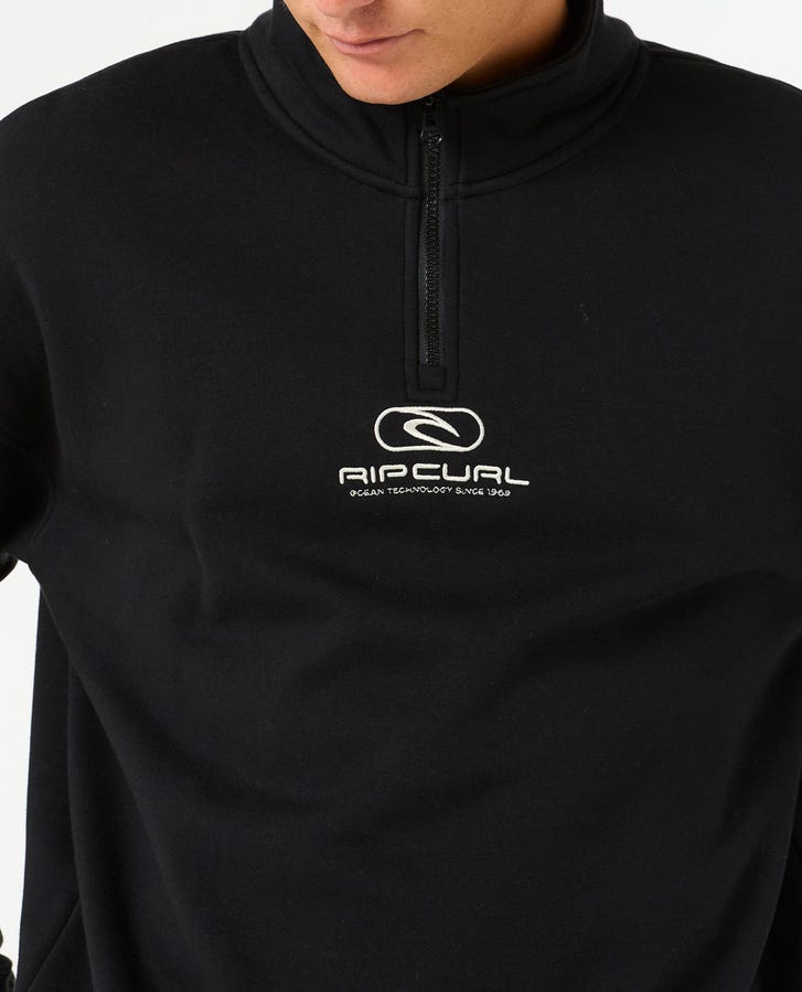 PILL ICON 1/4 ZIP CREW - Rip Curl074MFL - BLACK - S