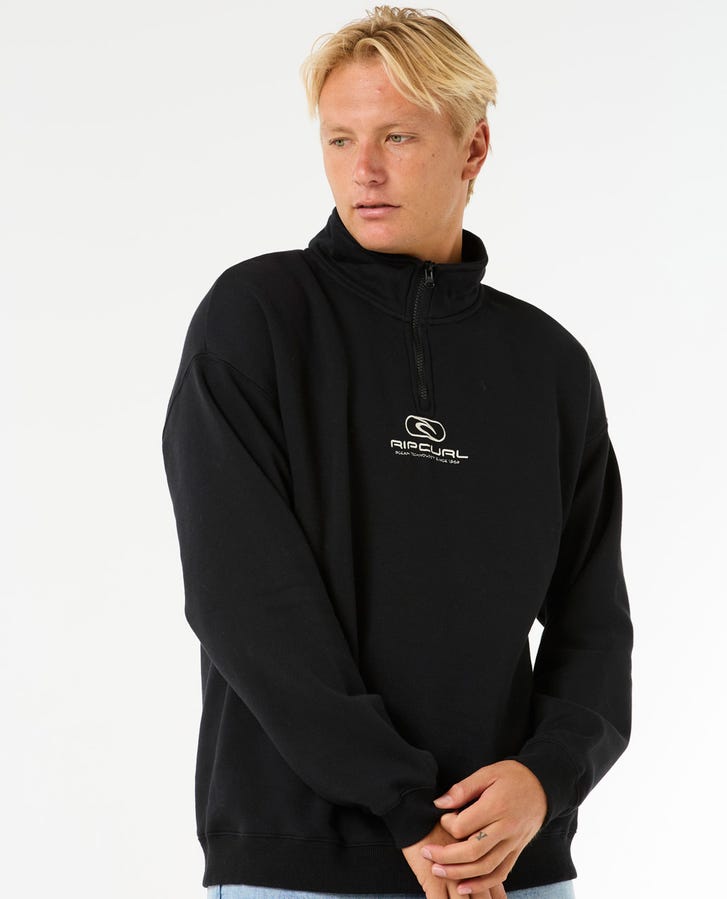 PILL ICON 1/4 ZIP CREW - Rip Curl074MFL - BLACK - S