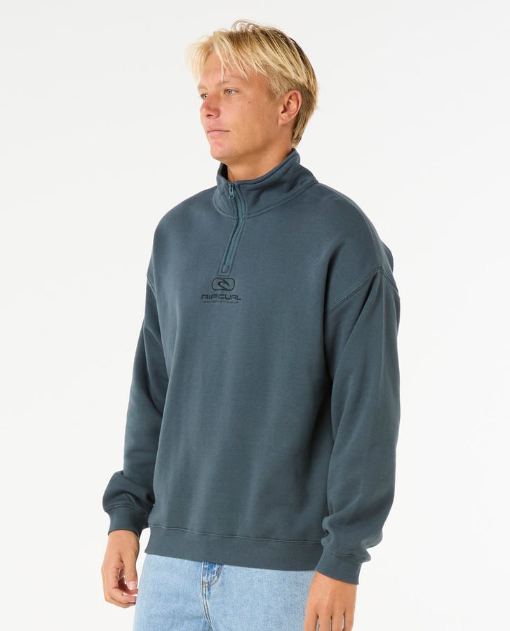 PILL ICON 1/4 ZIP CREW - Rip Curl074MFL - BLACK - S