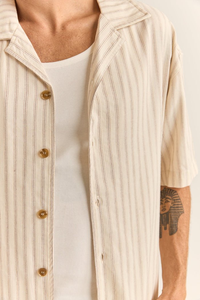 RELAXED STRIPE SS SHIRT - RhythmF1024M - WT04 - NATURAL - XL