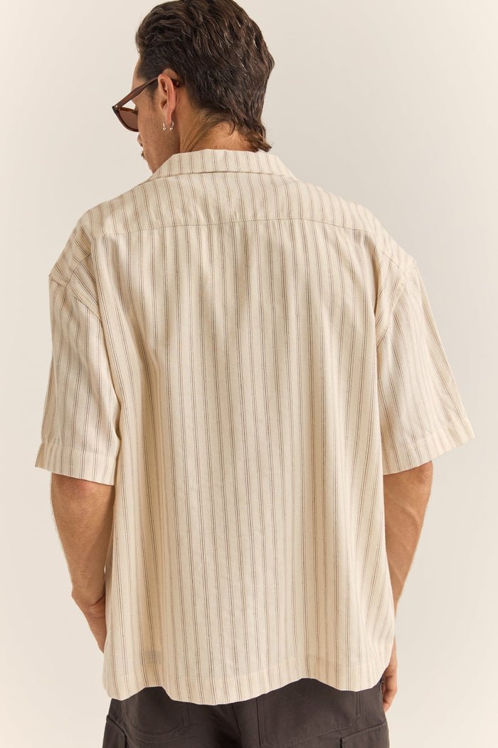 RELAXED STRIPE SS SHIRT - RhythmF1024M - WT04 - NATURAL - XL