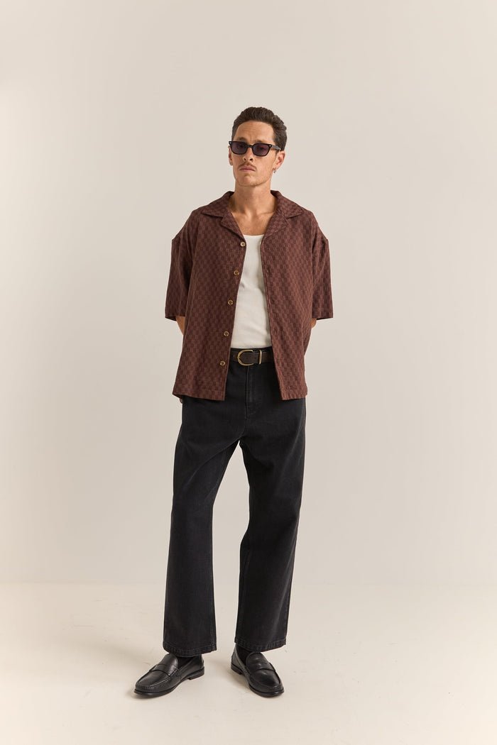 RELAXED TEXTURE SS SHIRT - RhythmF1024M - WT06 - CHOCOLATE - XL