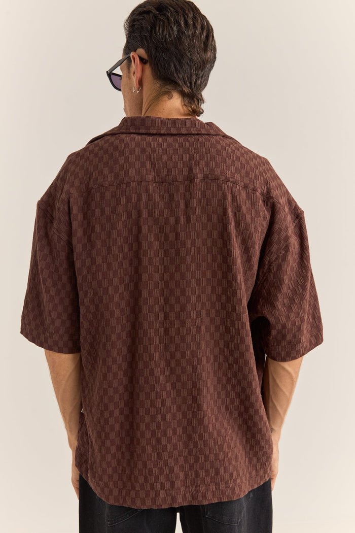 RELAXED TEXTURE SS SHIRT - RhythmF1024M - WT06 - CHOCOLATE - XL