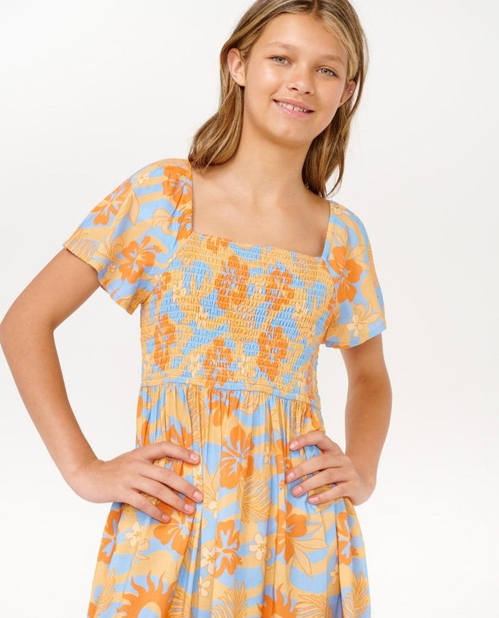 SUN SOL SHIRRED DRESS - GIRL - Rip Curl00PGDR - ORANGE - 8