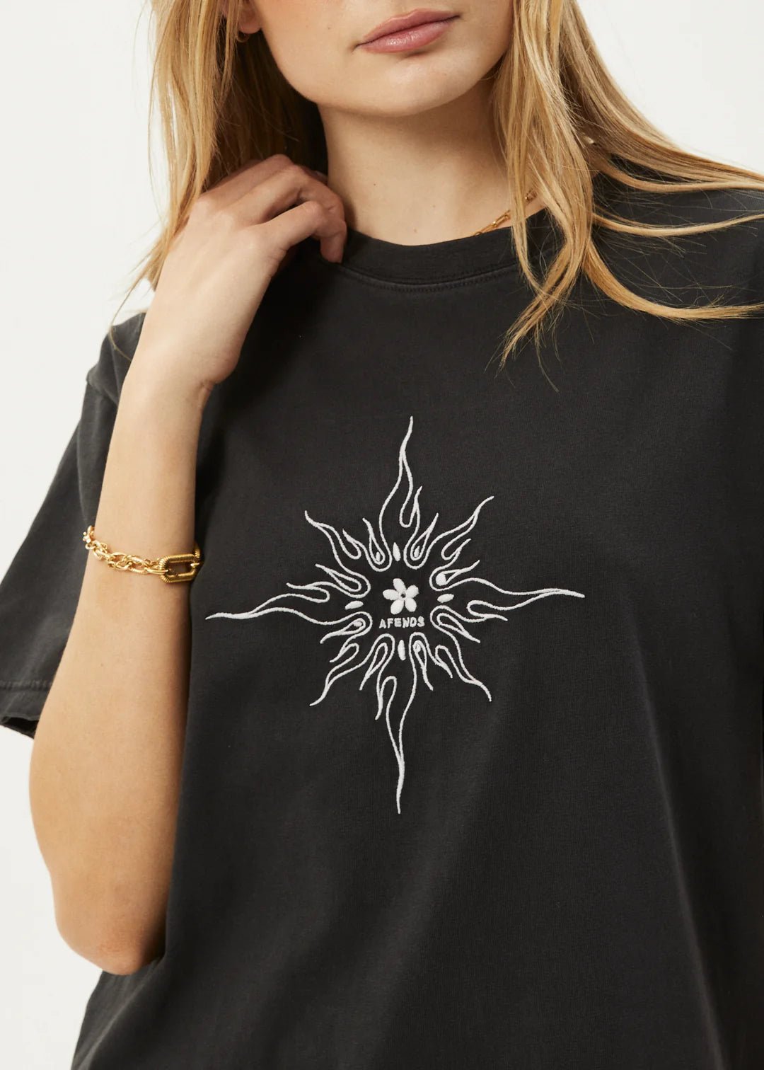 Sunny - Oversized Tee - AfendsW244010 - Stone Black - XS