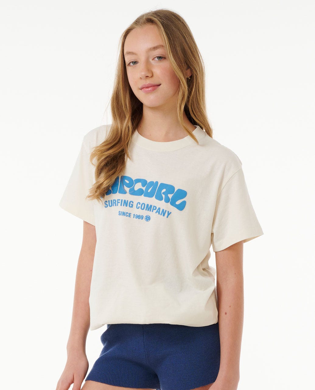 SURF PUFF RELAXED TEE - GIRL - Rip Curl03EGTE - BONE/BRIGHT BLUE - 8