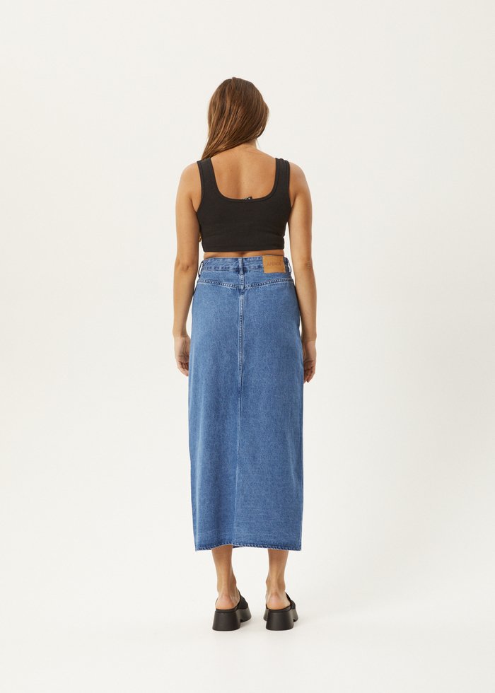 Ayla - Hemp Denim Maxi Skirt -AfendsW222903-Worn Blue-XS