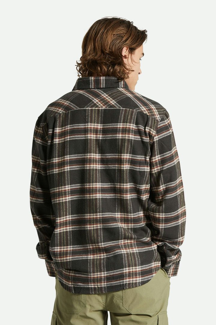 BOWERY L/S FLANNEL -Brixton01213-BLACK/CHARCOAL/OFF WHITE-XXL