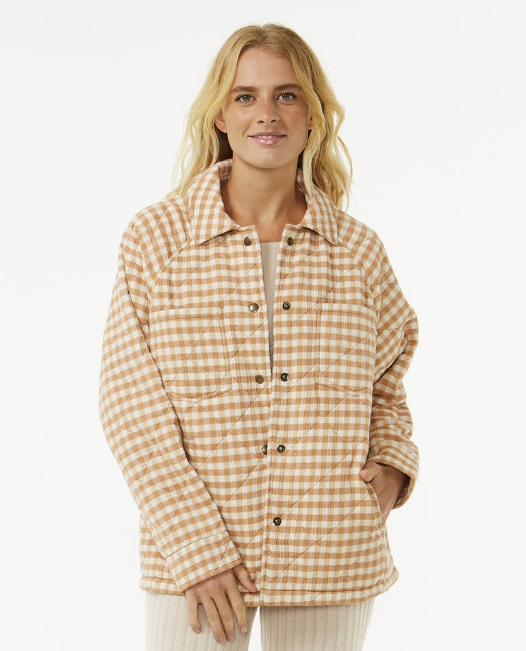 PREMIUM QUILTED CHECK JACKET -Rip Curl01VWJA-LIGHT BROWN -2XS