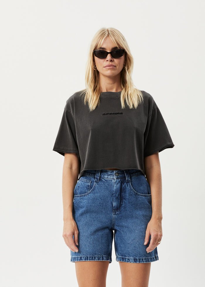 Restless Slay Cropped - Recycled Tee -AfendsW234002-Stone Black-XS